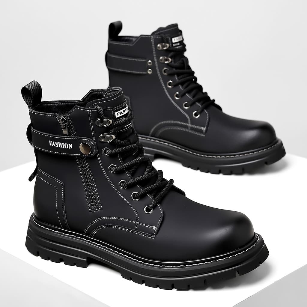 Martin botas masculinas outono inverno novo estilo couro genuíno sola macia forro de lã quente ao ar livre botas antider