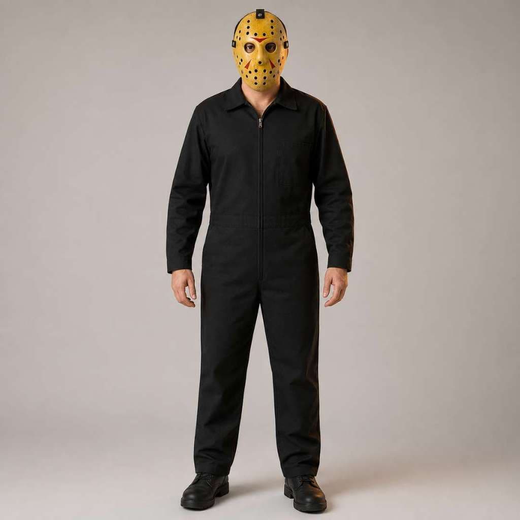 Fantasia Jason Adulto Macacão e Máscara Halloween