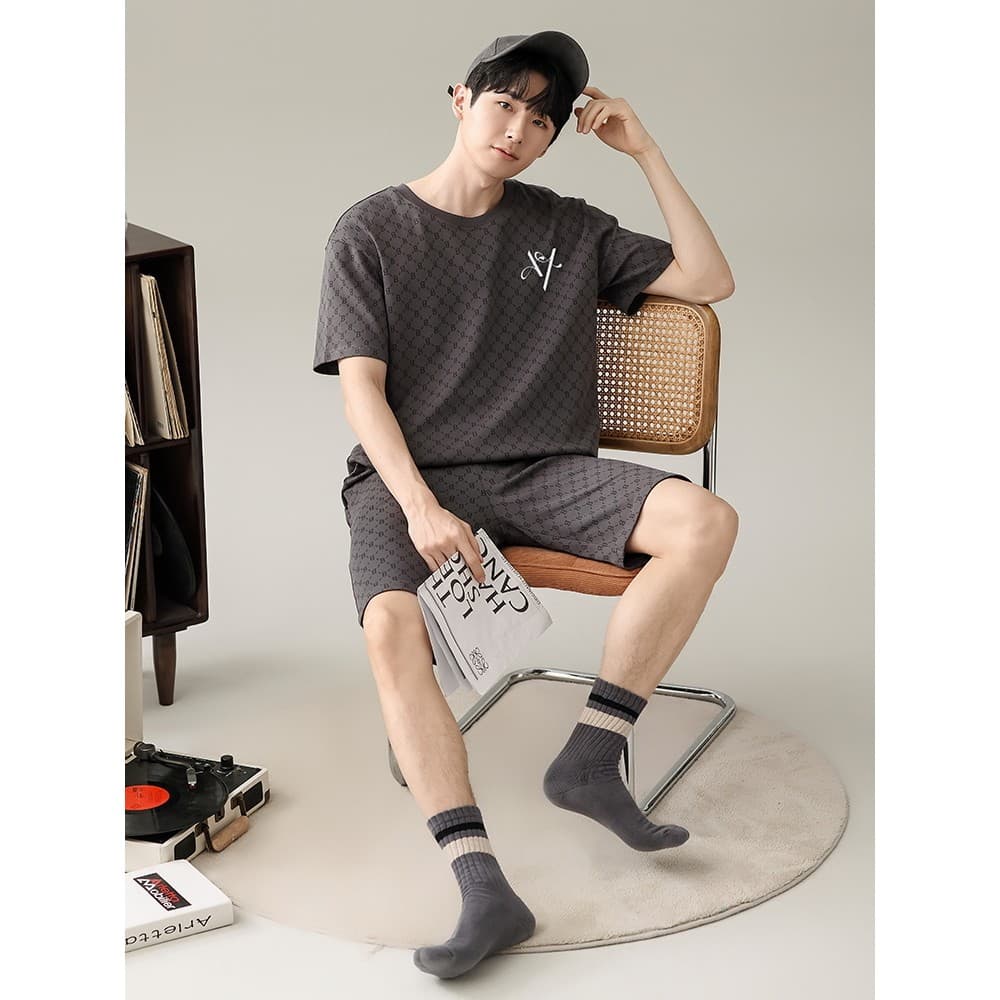 Pijamas masculinos verão 2024 algodão puro manga curta simples Casual verão algodão masculino Plus Size terno Homewear
