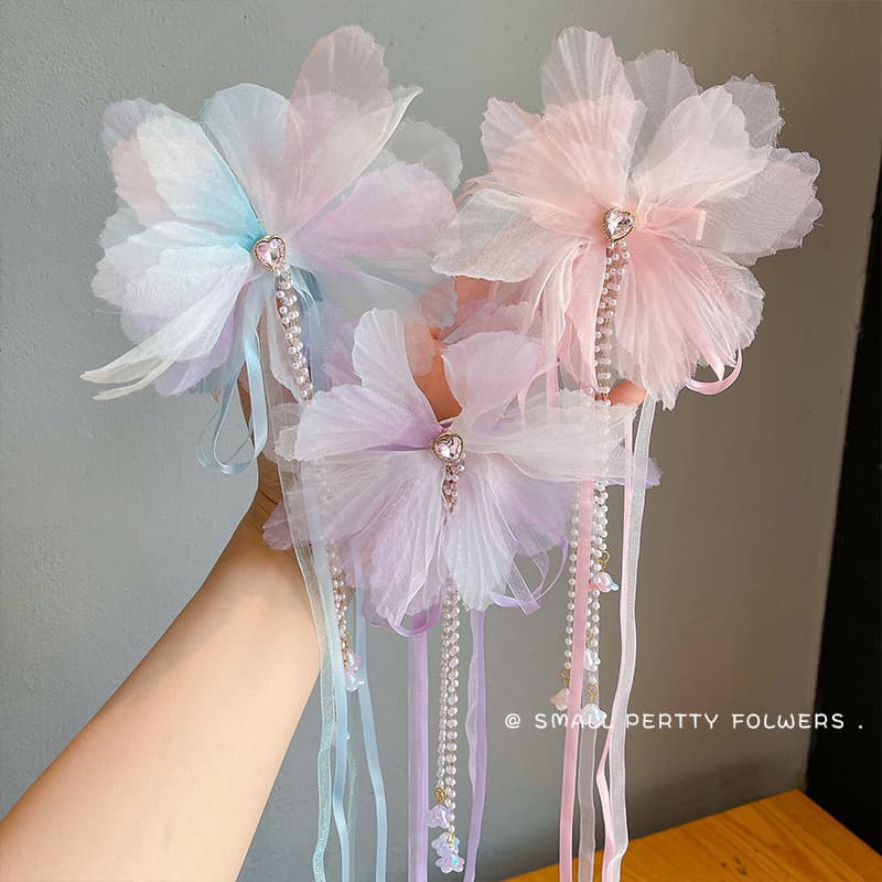 Super fada flor borla acessórios para o cabelo meninas estilo antigo Hanfu grampo de cabelo crianças desempenho foto Hai