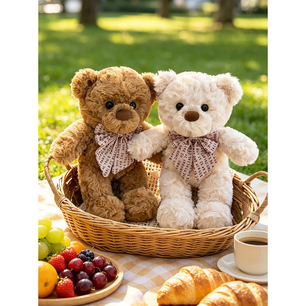 Gravata borboleta fofa urso de pelúcia brinquedo de pelúcia abraço urso Ragdoll boneca casal travesseiro presente de ani