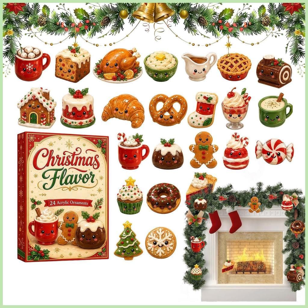 Natal Contagem Regressiva Ornamento Calendário Comida Tema 2D Plana Reutilizável Lembrança De Com Acrílico kagli1br