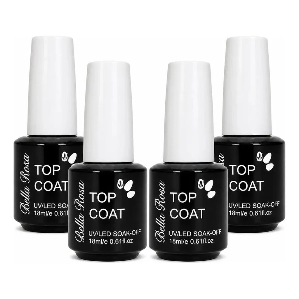 Top Coat Bella Rosa Selante Unhas Gel Led/uv Manicure - 4x Unidades