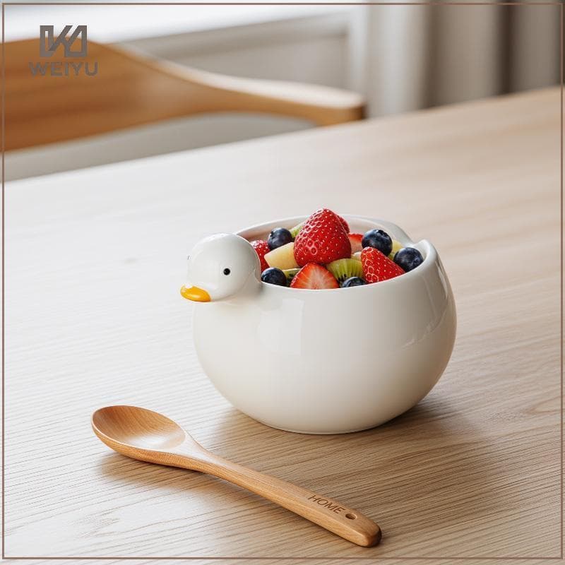 WEIYU Cute Du Saladeira Esmaltada Cerâmica Artesanal Chi Design Para Uso Em Cozinha Fundo Plano BR