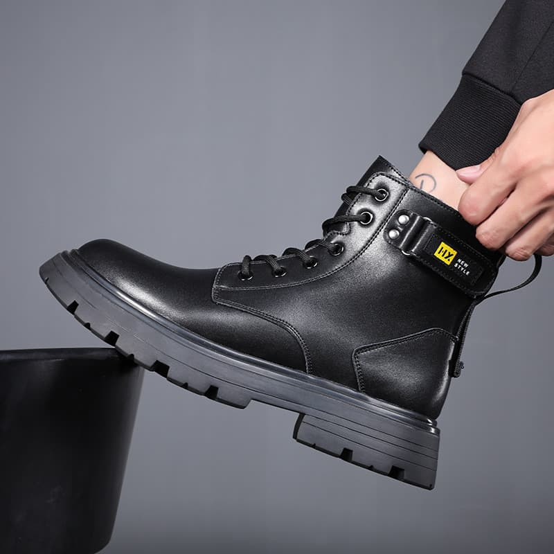 Botas Martin de inverno Botas masculinas Sapatos masculinos Botas de couro de cano alto de inverno Botas curtas de neve