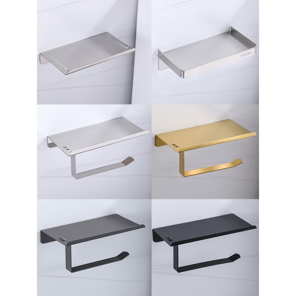Caixa de tecido perfurada para banheiro, aço inoxidável, Rack de papel higiênico, tubo de papel, suporte de telefone hig