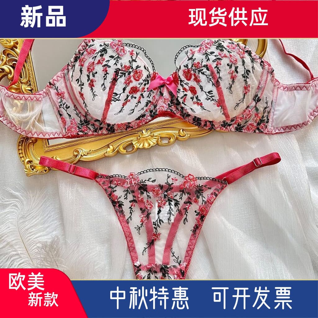 Conjunto De Roupa Íntima De Malha Transparente 2025 Bordada