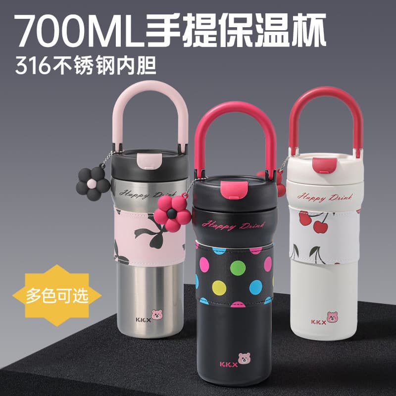 Novo estilo alça copo de carro copo térmico de aço inoxidável copo de café de alto valor acompanhando copo de água de tr