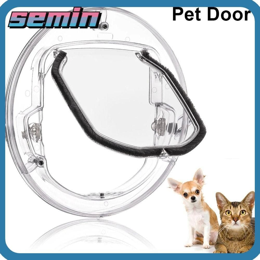 SEMIN Portão para Gatos de 1 Peça, Janela de Vidro de Segurança com Fechadura, Porta Basculante para Cães e Gatos, Acess