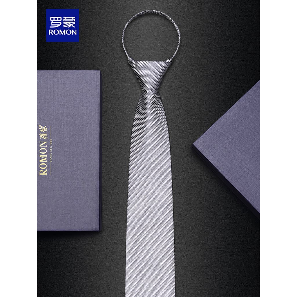 Gravata listrada cinza masculina, camisa Formal com zíper, estilo sem nó, trabalho profissional, casamento, noivo, negóc