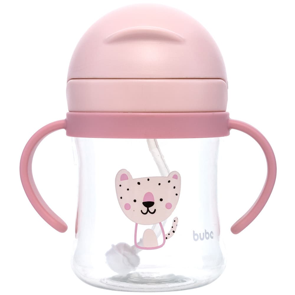Copo Infantil Buba Oncinha 250ml Com Canudo Silicone e Dispositivo