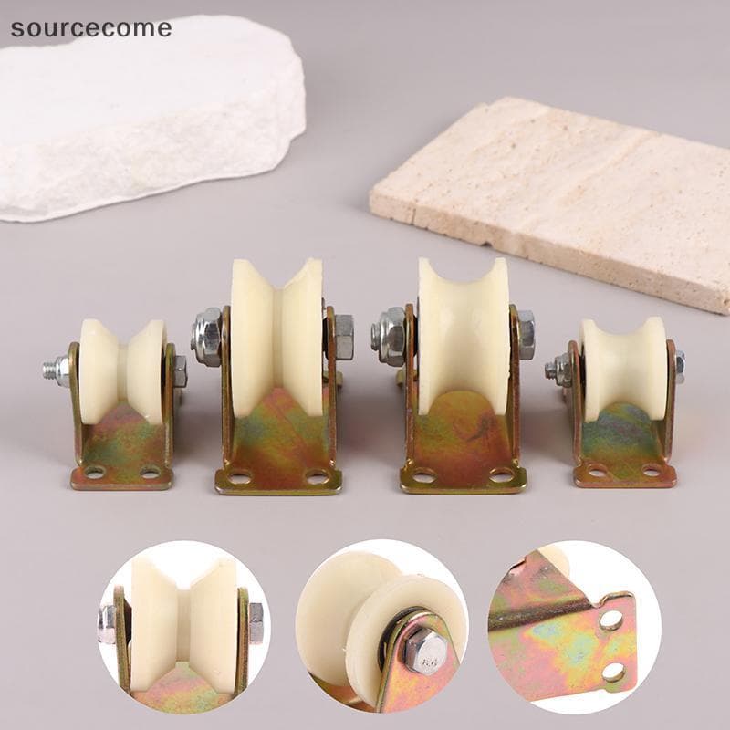 [sourcecome] Polia Tra Ranhurada De Nylon V/U Com Suporte 30mm 50mm Rolo De Porta Deslizante Pesado Boutique