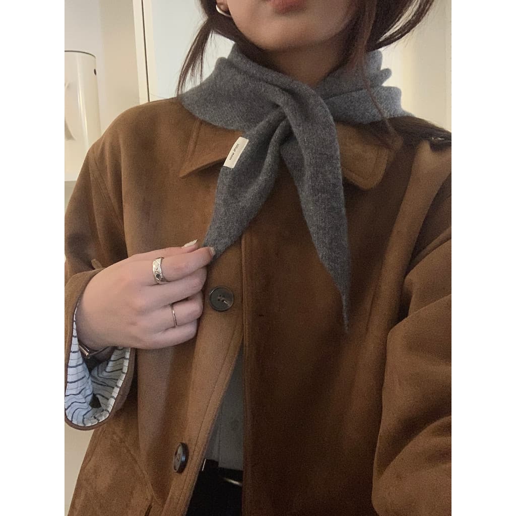 100% lã pura pequeno cachecol feminino outono inverno malha pequeno cachecol elegante triângulo cachecol combinando xale