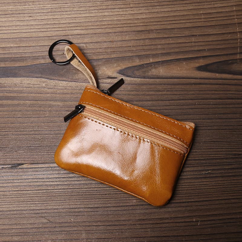 carteira masculina com ziper carteira masculina Retro Mini masculino feminino cor sólida primeira camada bolsa de moedas