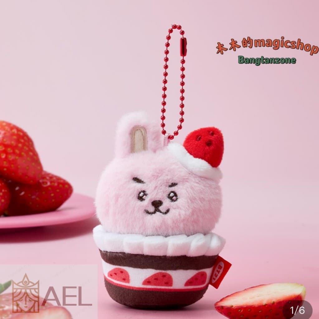 Chaveiro De Pelúcia BT21s-Pingente De Bolsa De Boneca De Festa De Bolo De Morango