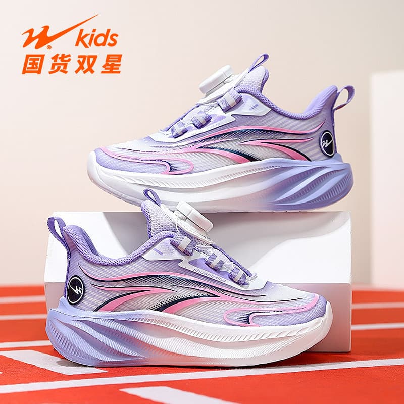 Dupla estrela meninas sapatos 2026 primavera novo estilo meninas malha respirável tênis de corrida leve sola macia sapat