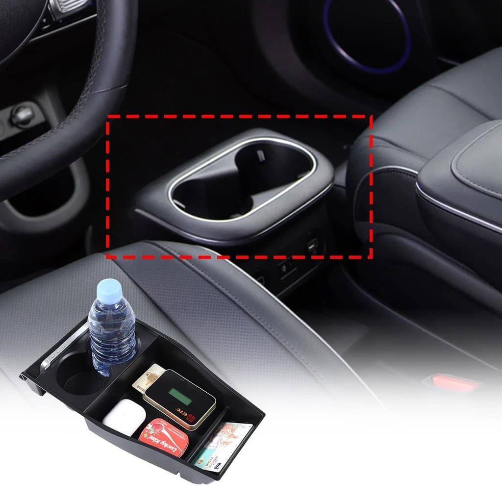 Para Hyundai IONIQ 5 2022 ABS Preto Estilo Do Carro console Central Caixa De Armazenamento Bandeja Telefone Móvel Acessó