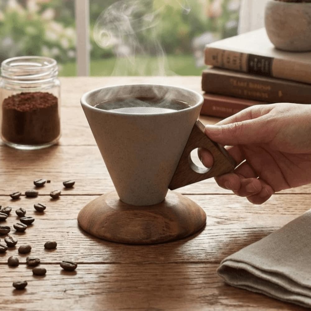 Xícara De Café De Cerâmica , Copo Triangular Para Beber , Caneca Vintage , Base Estilo De Grés