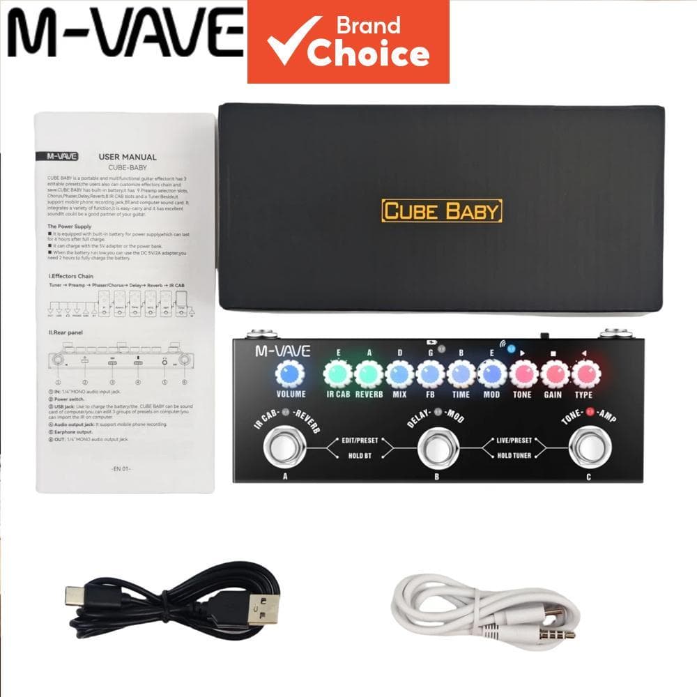 M-VAVE Cube Pedal De Múltiplos Efeitos Para Guitarra De Bebê IR Gabinete Simulação Atraso Reverb Chorus Phaser Processad