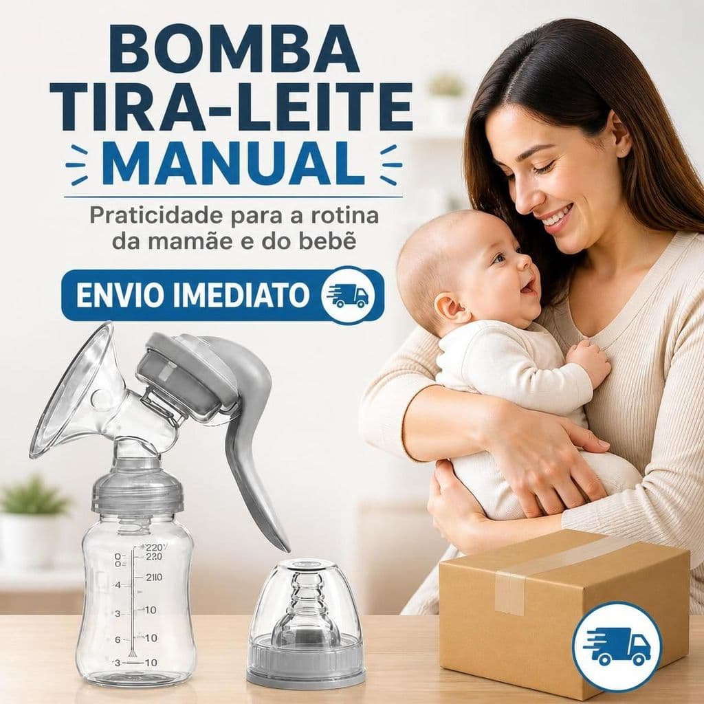 Bomba de tirar leite manual livre BPA acompanha bico de mamadeira Bombinha Tira Leite Materno