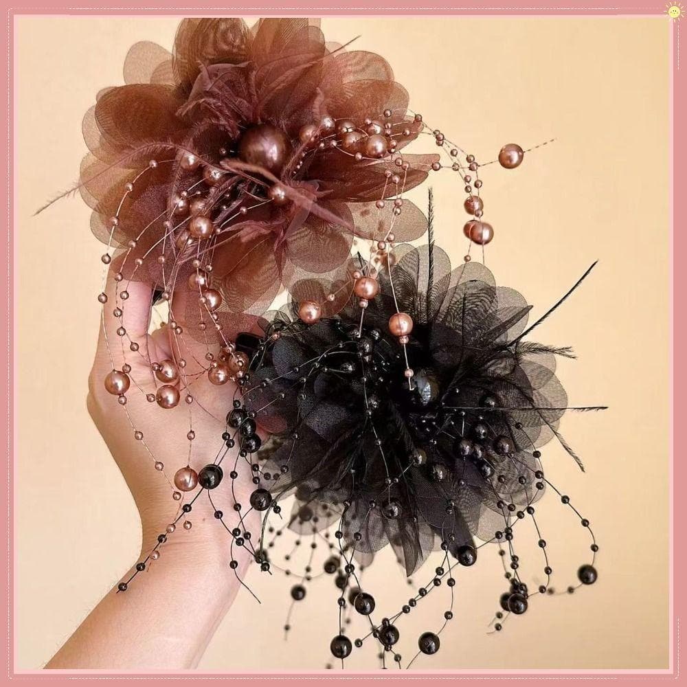 Grampo De Agarrar , Garra De Cabelo Com Flor De Peônia Borla , Acessórios De Plástico Elegantes Para Meninas