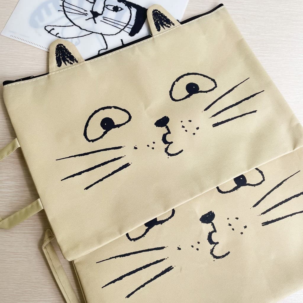 Departamento de gatos mantimentos japonês bonito gato lona saco de arquivo portátil gato estudante teste papel papelaria