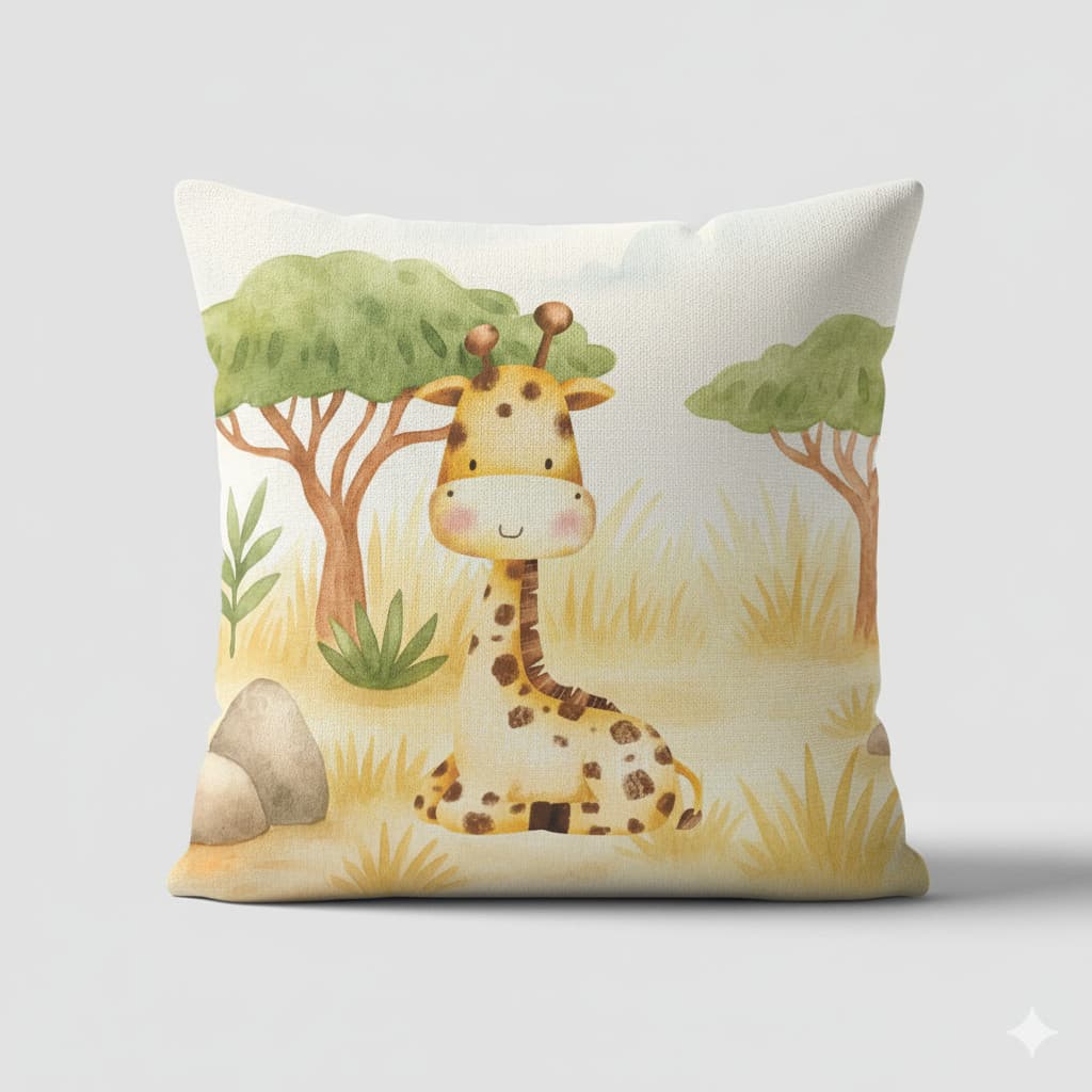 Capa de Almofada Decorativa 45x45cm Cheia - Safari Aquarela