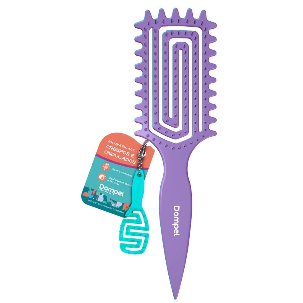 Escova De Cabelo Flexível Enlace Para Cachos Crespos Cacheados Fitagem Dompel Anti Estática Violeta