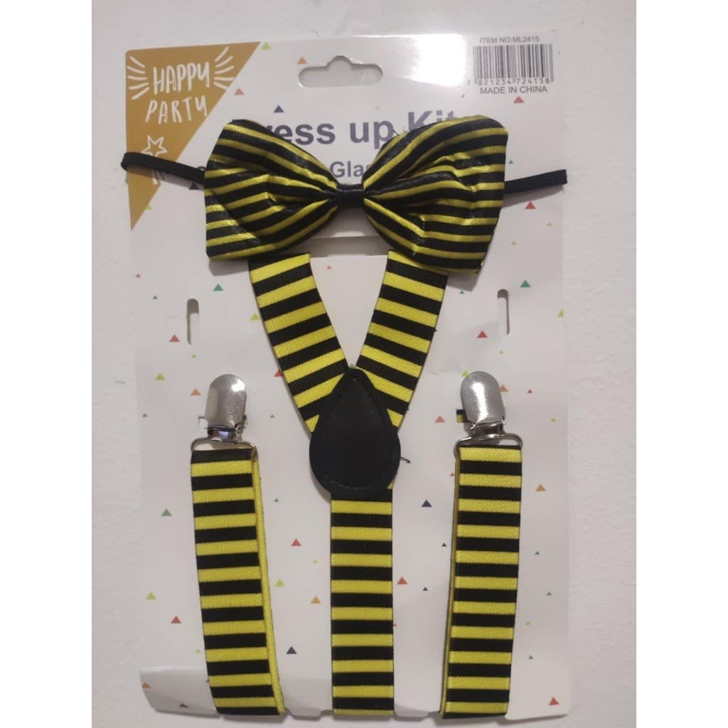 kit fantasia Suspensório abelhinha 3 peças óculos com anteninha / gravata borboleta(2415)