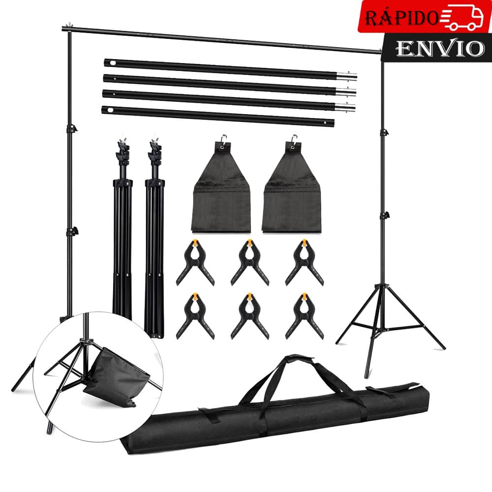 kit de suporte Para Tela de fundo de 2MX3M para estúdio de vídeo fotográfico tela 2 em 1 de suporte fotografia 6 grampos