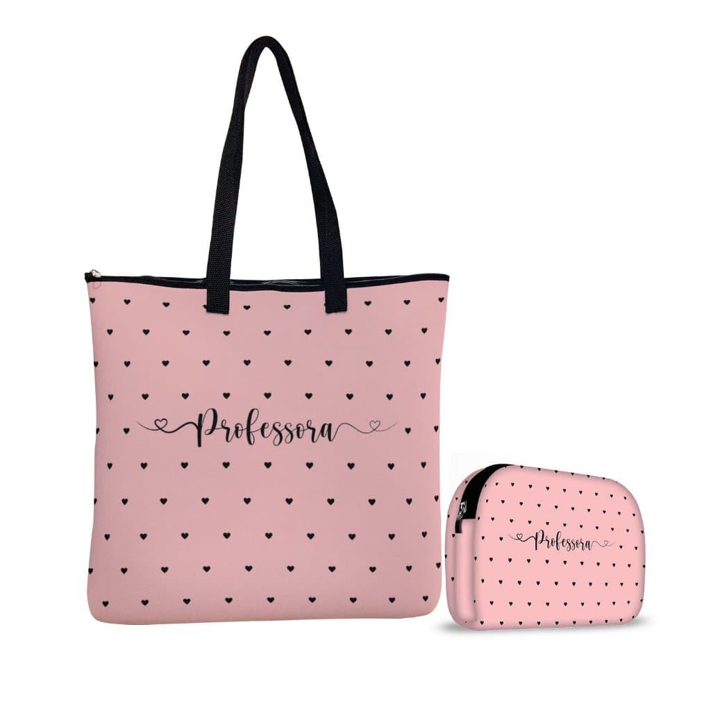 Kit Bolsa Tiracolo + Necessaire – ISOPRENE – Professora Corações Poás