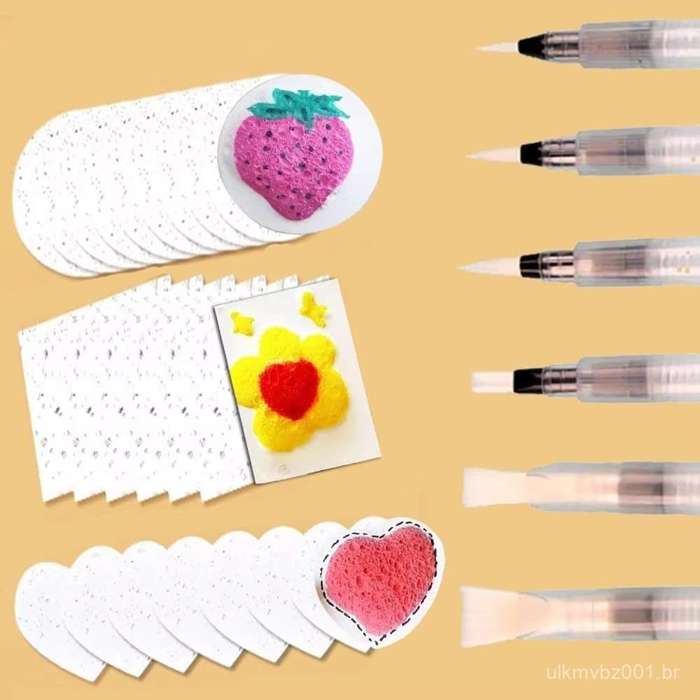 30 Unidades De Esponja De Lona Mágica Para Desenho 3D Com Escova De Água DIY Crianças Papel De Pintura 3D De Arte