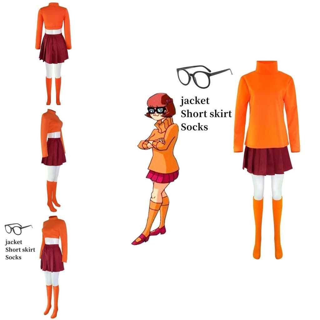 Fantasia de Halloween para Adultos Doo Velma Scooby Dinkley, Conjunto de Cosplay