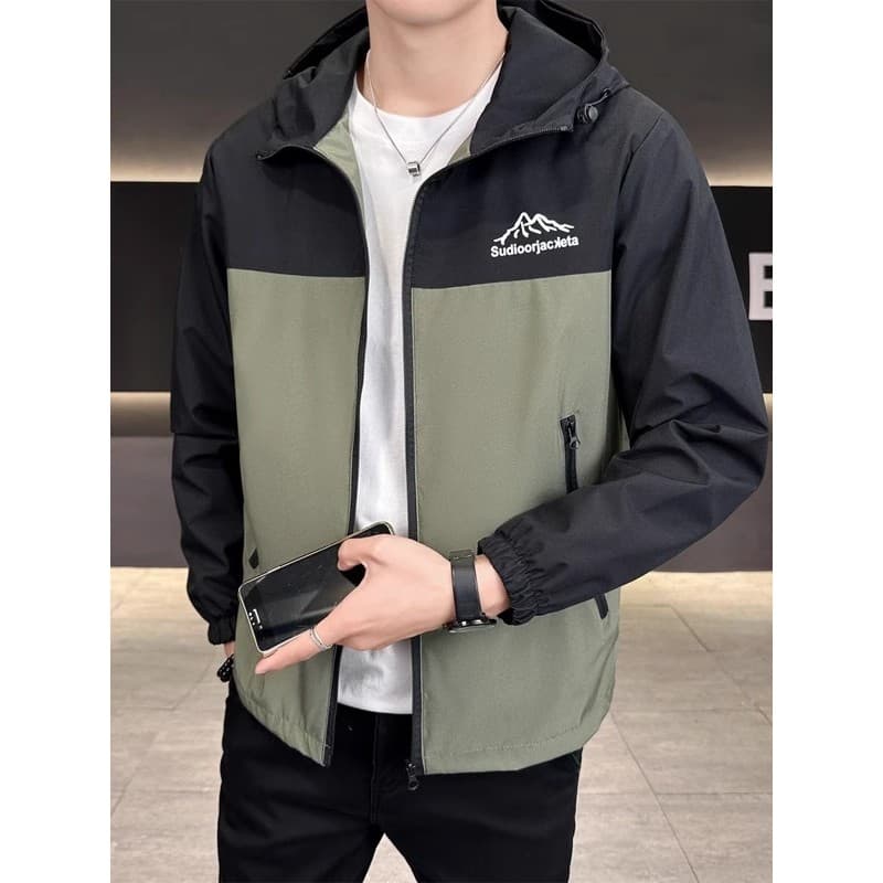 Primavera outono jaqueta masculina na moda com capuz jaqueta masculina à prova de vento impermeável jaqueta Casual fina