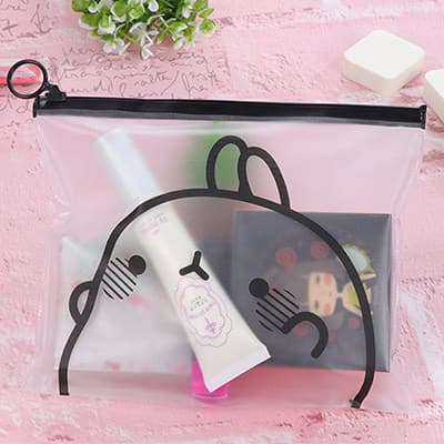 Coreano coreano papelaria lápis caso PVC zíper bonito coelho arquivo saco pasta de recibo saco de armazenamento de escri