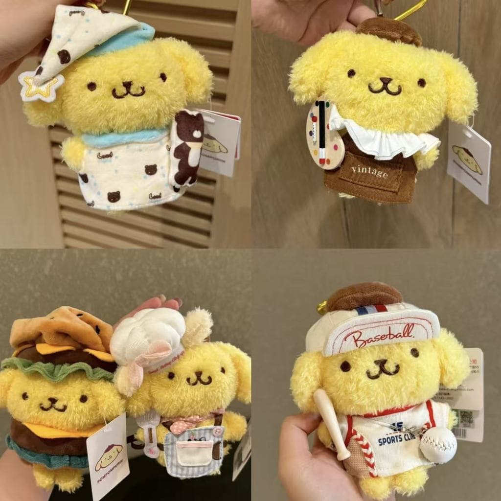 Sanrio Pompom Purin Plushie Brinquedo Bonito Chaveiro De Pelúcia Bolsa Pingente Presente Infantil