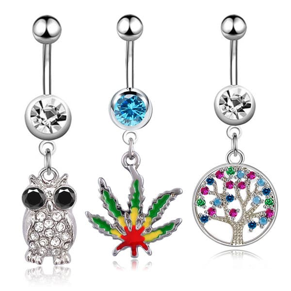 | bijuterias femininas | 【piercing umbigo】 ✬Novo produto comércio exterior venda quente folha de bordo aço inoxidável um