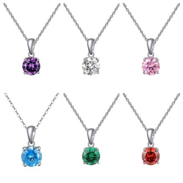 | colar prata | 【bijuterias femininas】 ✧Moissanite pingente de dois quilates gemas coloridas estilo europeu americano qu