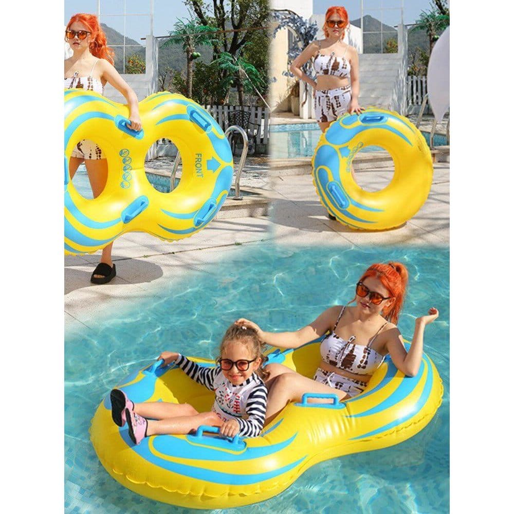 Anel de natação duplo à deriva de água boia salva-vidas inflável prancha de surf esqui aquático fileira flutuante 2 pess