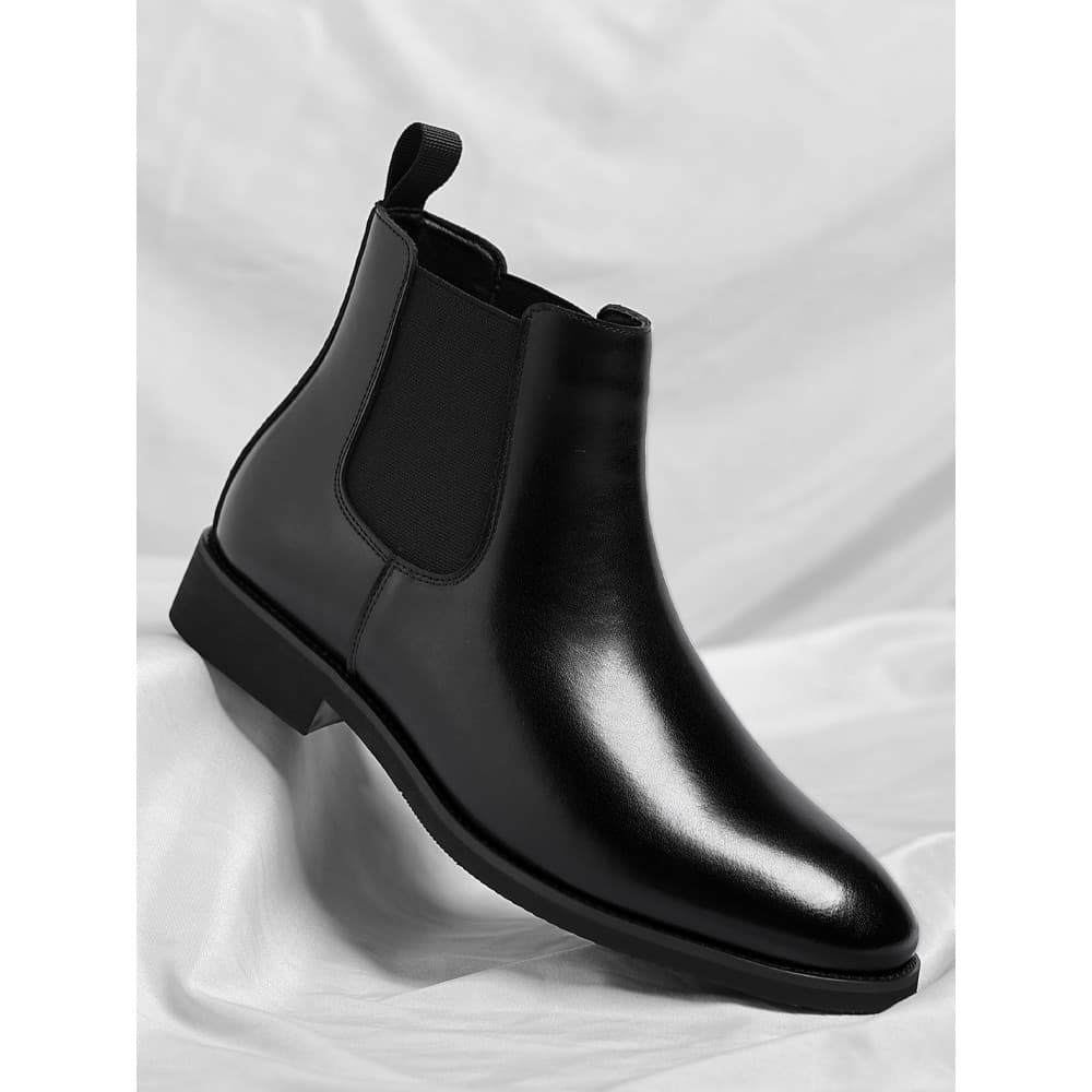 Botas Chelsea de couro genuíno estilo britânico botas curtas masculinas de negócios botas de couro casuais dedo do pé ap