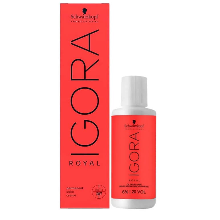 Kit Tinta Igora Royal 1un 7-77 + 1un Ox Água Oxigenada 30vol