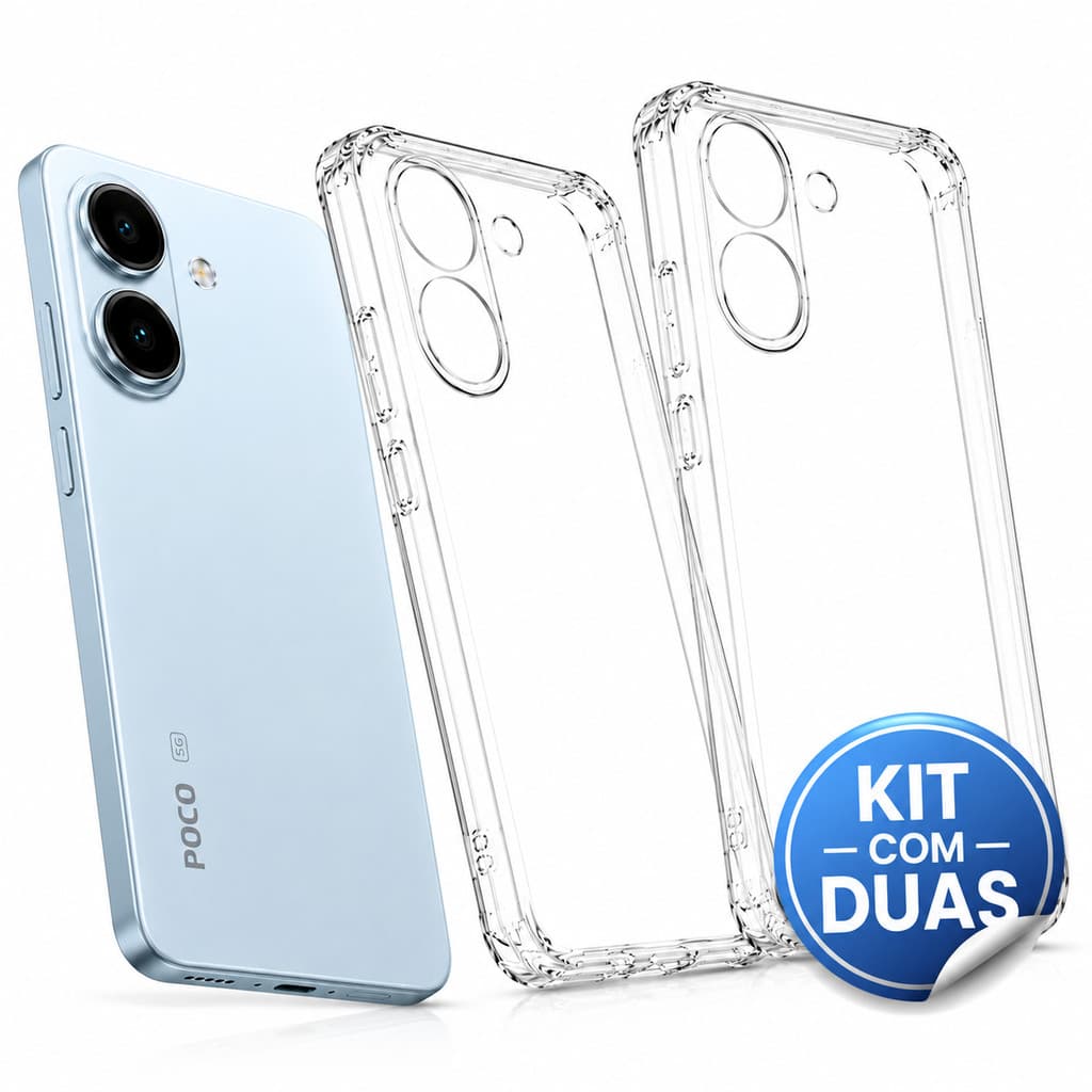 2 Capa Capinha Poco X8 Pro Transparente Borda De Proteção Premium Ultra Resistente