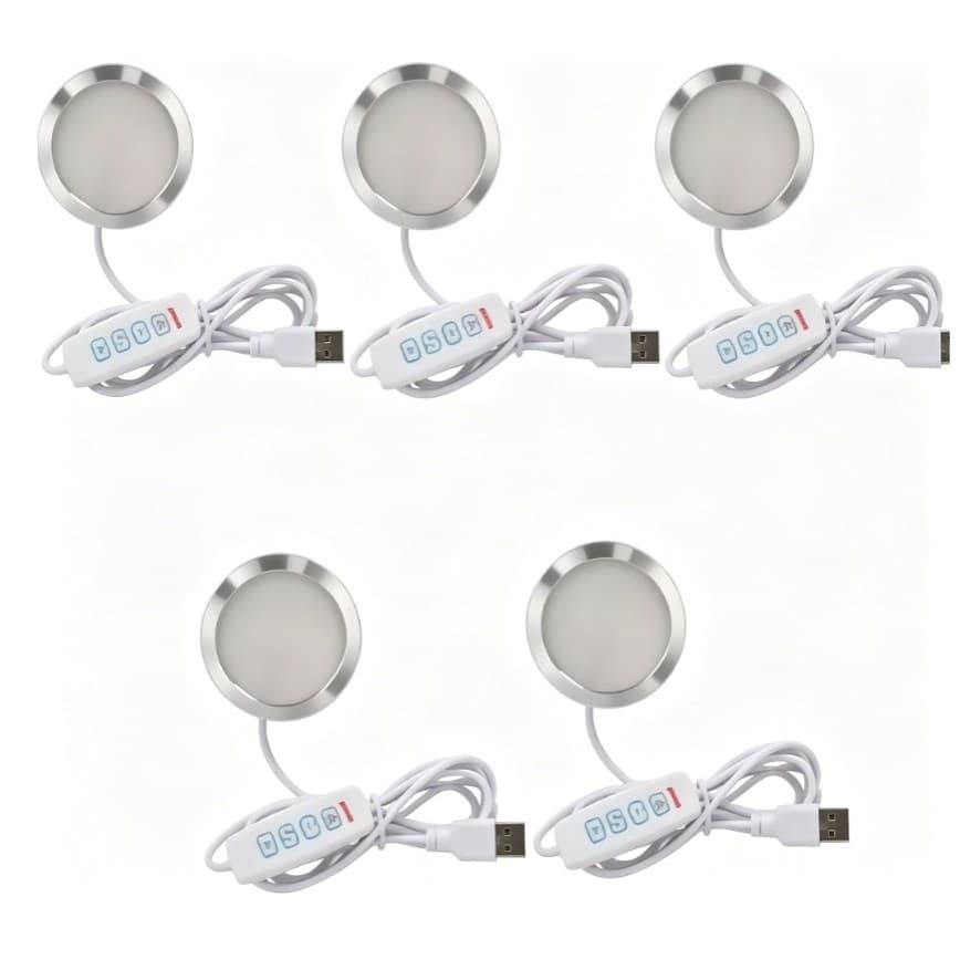 5VUSB três cores escurecimento Mini pequena luz redonda 6cm brilho ajustável campista pendurado gabinete área de armazen
