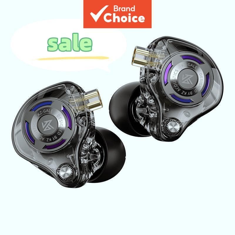 KZ Gale Fones De Ouvido HiFi Gaming Intra-Auriculares Com Fio IEM Duplos Condensador Microfone Cabo Banhado A Prata Remo