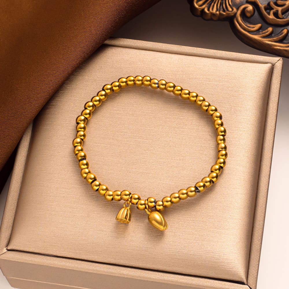 Nova Pulseira de Lótus Heritage com Pérolas de Lótus, Pulseira de Aço Titânio do Ano do Zodíaco para Mulheres, Joia que