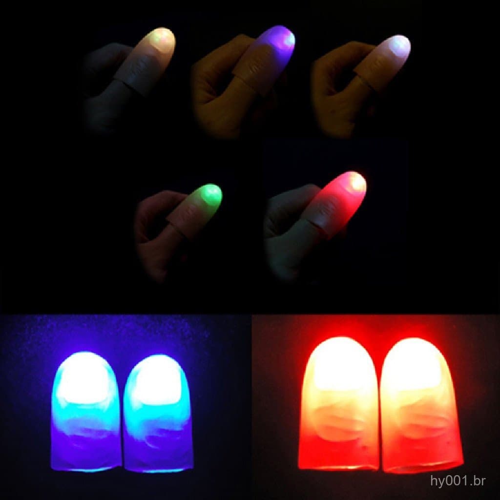 Glbr 2 Peças de Luzes Mágicas para Festa, Luzes Brilhantes para Dedos e Polegares, Truque de Ilusionismo com Luz Oculta