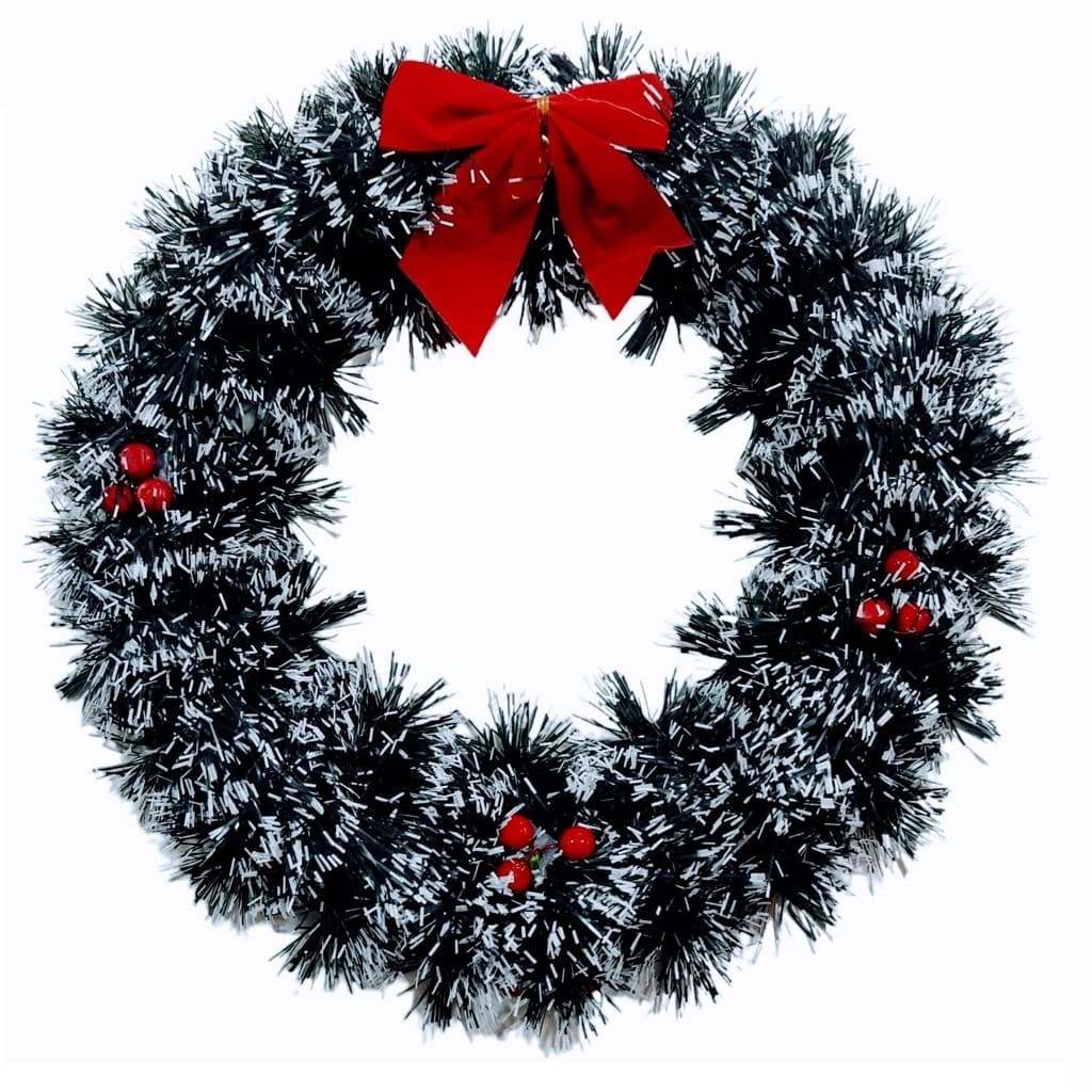 Guirlanda Com Laço Enfeite De Natal Para Porta 33cm Luxo