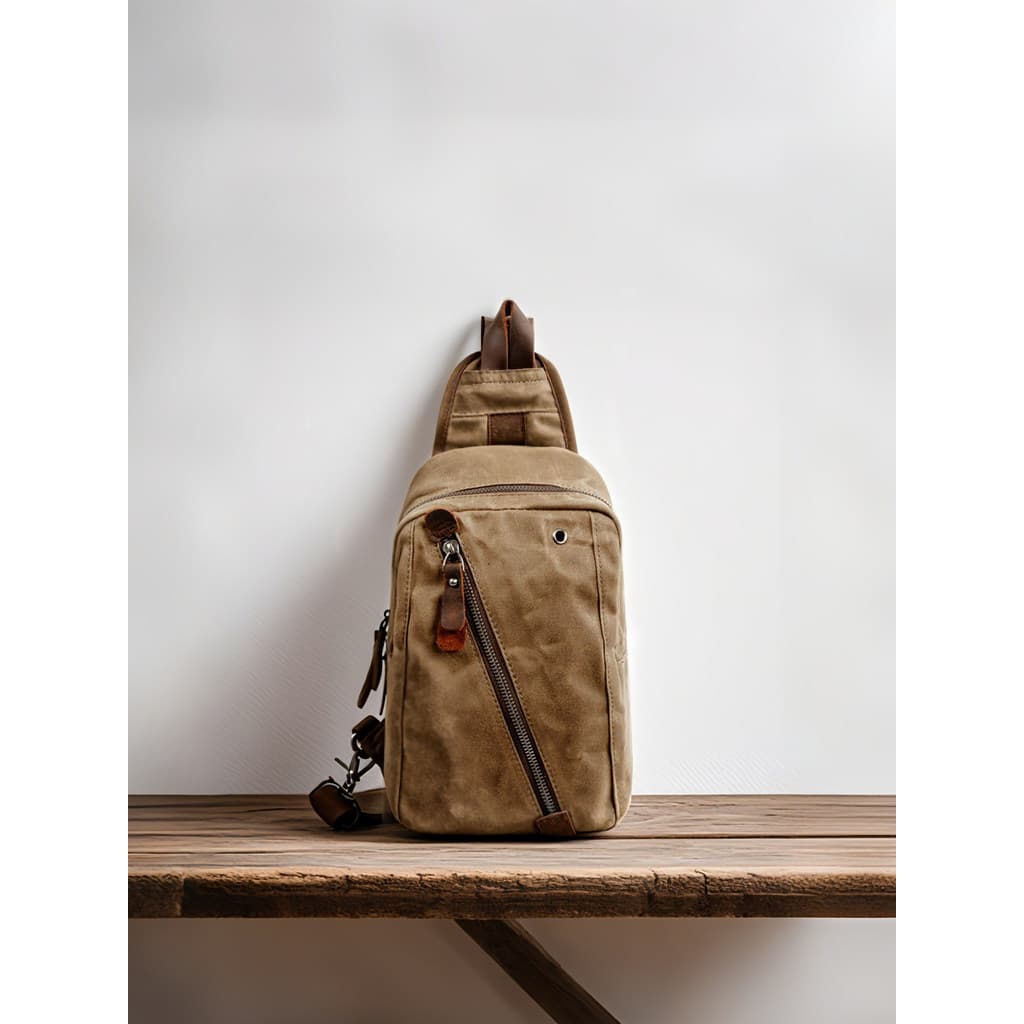 Bolsa de peito de lona retrô, bolsa masculina de grande capacidade para celular, novo estilo, portátil, à prova de respi