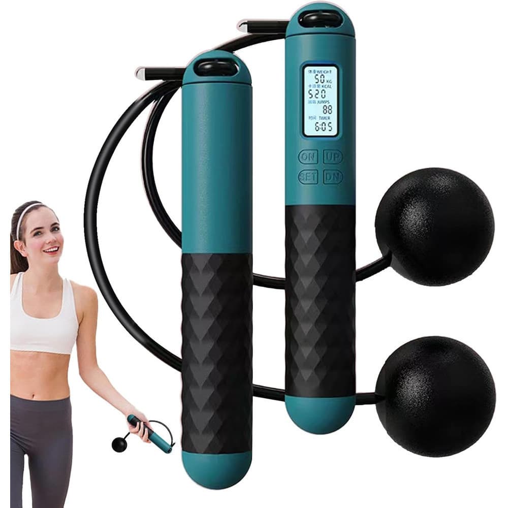 CORDA DE PULAR SEM FIO DIGITAL COM CONTADOR LCD EXERCÍCIO FITNESS