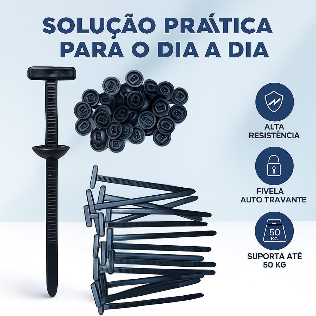 Kit Enforca Gato Abraçadeira de Nylon Presilhas Automotivas Fivela Nylon Fita Auto Travante para Uso Universal